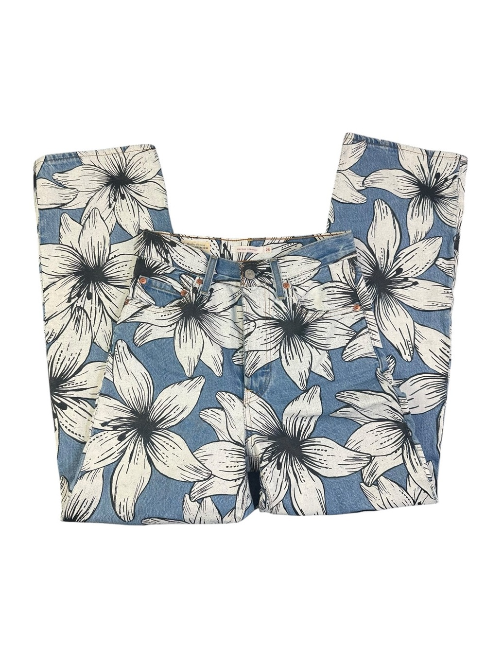 Levi's x Farm Rio Tropical Flower Burst Ribcage Straight Jeans 25 - Picture 5 of 15